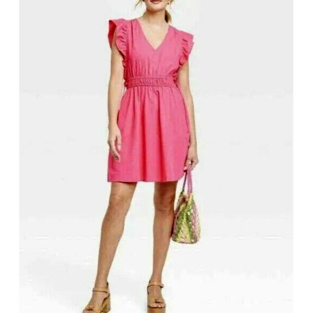 Universal Thread Pink Ruffle Sleeve Mini Dress - Picture 3 of 6